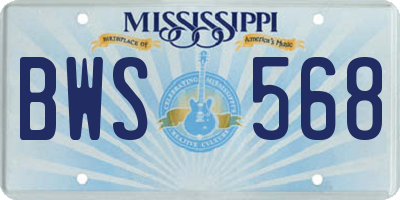 MS license plate BWS568