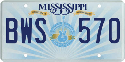 MS license plate BWS570