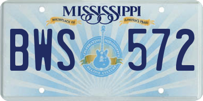 MS license plate BWS572