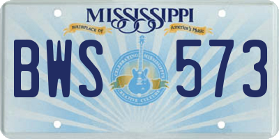 MS license plate BWS573