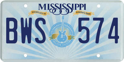 MS license plate BWS574