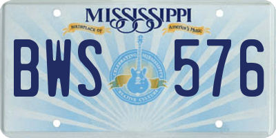 MS license plate BWS576