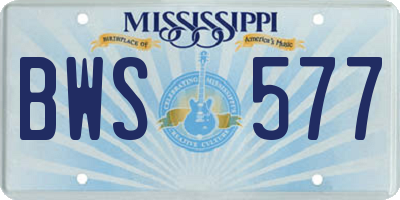 MS license plate BWS577