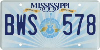 MS license plate BWS578
