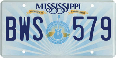 MS license plate BWS579