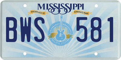 MS license plate BWS581
