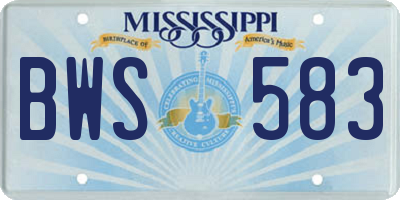 MS license plate BWS583