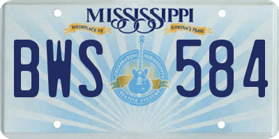 MS license plate BWS584