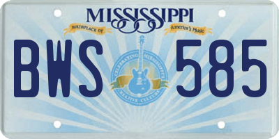 MS license plate BWS585