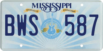 MS license plate BWS587