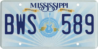 MS license plate BWS589