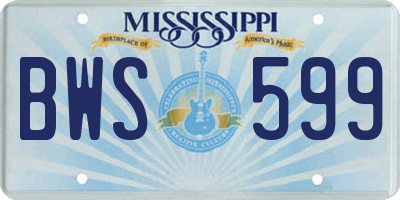 MS license plate BWS599