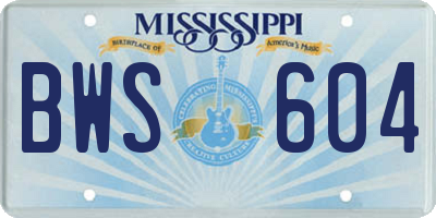 MS license plate BWS604