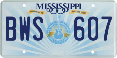 MS license plate BWS607