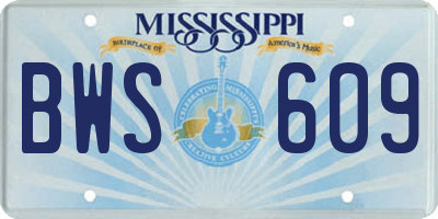 MS license plate BWS609