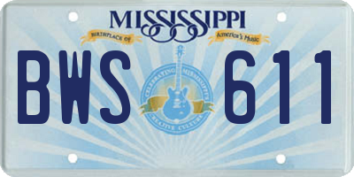 MS license plate BWS611