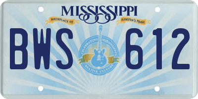 MS license plate BWS612