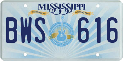 MS license plate BWS616