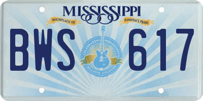 MS license plate BWS617