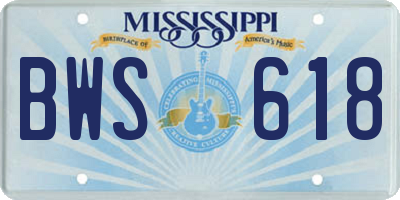 MS license plate BWS618