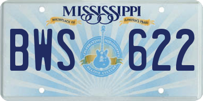 MS license plate BWS622