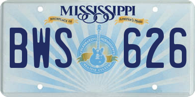 MS license plate BWS626