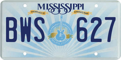 MS license plate BWS627