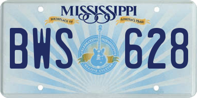 MS license plate BWS628