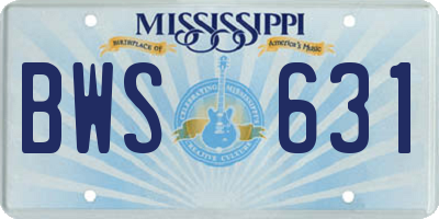 MS license plate BWS631
