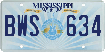 MS license plate BWS634
