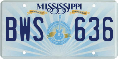 MS license plate BWS636