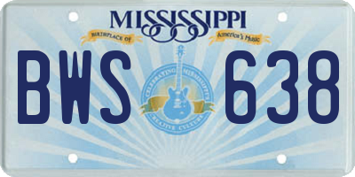 MS license plate BWS638