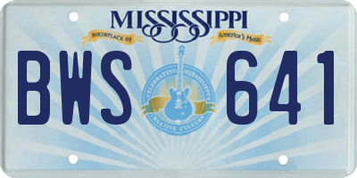 MS license plate BWS641