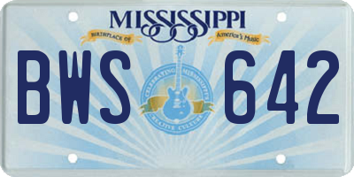 MS license plate BWS642