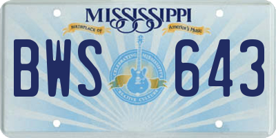 MS license plate BWS643