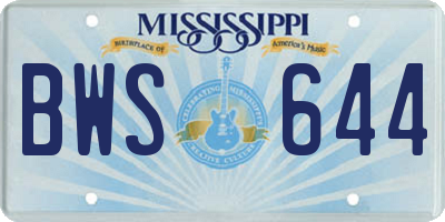 MS license plate BWS644