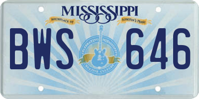 MS license plate BWS646