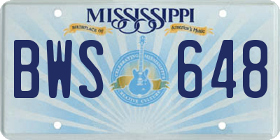 MS license plate BWS648