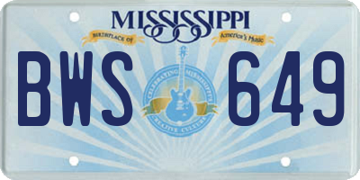 MS license plate BWS649