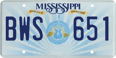 MS license plate BWS651