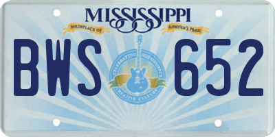 MS license plate BWS652