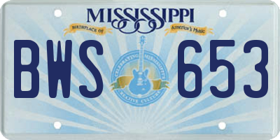 MS license plate BWS653