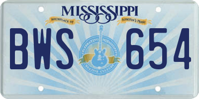 MS license plate BWS654