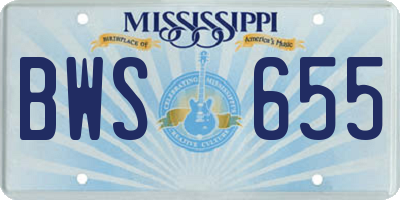 MS license plate BWS655