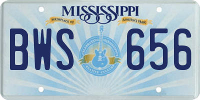 MS license plate BWS656