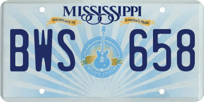 MS license plate BWS658