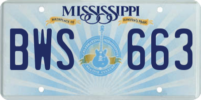 MS license plate BWS663