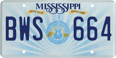 MS license plate BWS664