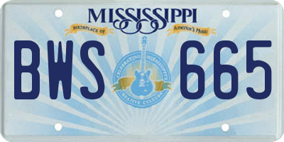 MS license plate BWS665