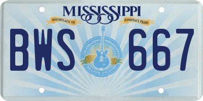 MS license plate BWS667